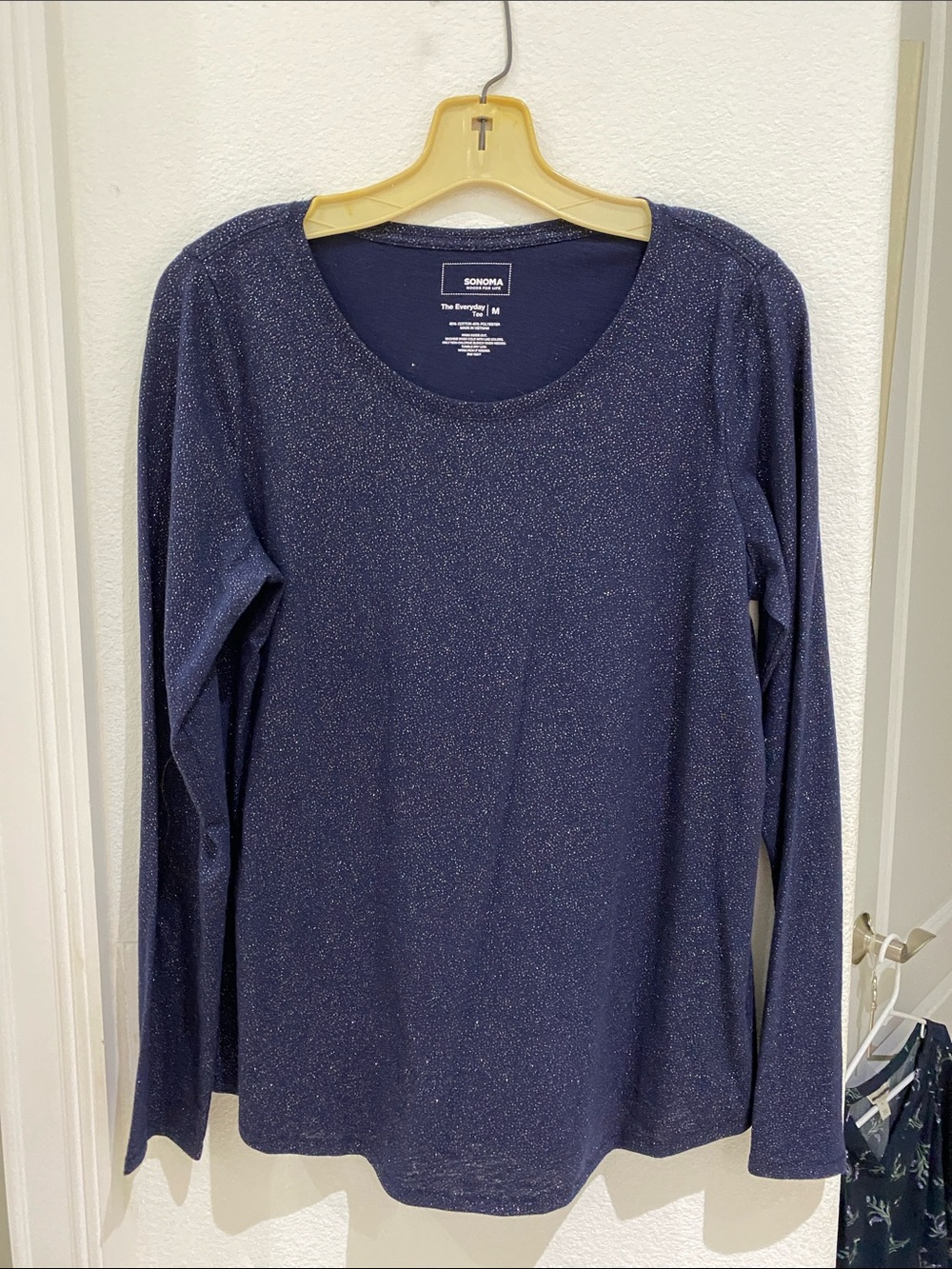Sonoma Goods For Life Navy Shimmer Long Sleeve Everyday Tee - Size M - Like New